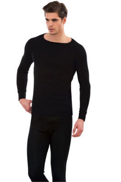 bejamonti chocolate baby kids Men's Black Thermal Suit - Bottom and Top Set