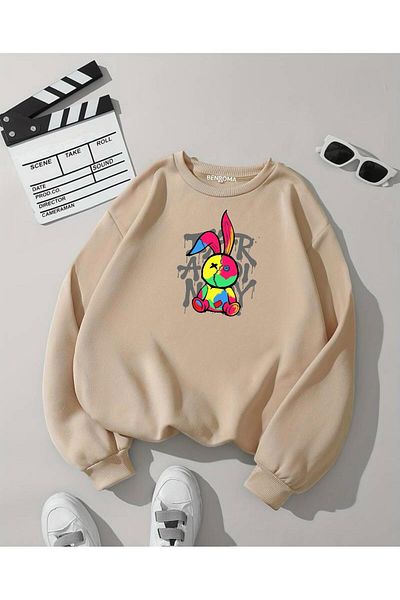 BENROMA Παιδικό φούτερ με χαρακτήρα κουνελιού - Unisex, Crew Neck