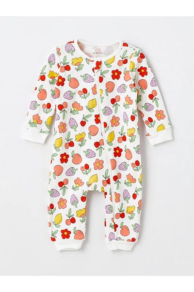 LC Waikiki LCW baby Crew Neck Long Sleeve Baby Girl Zip Jumpsuit 2-Piece
