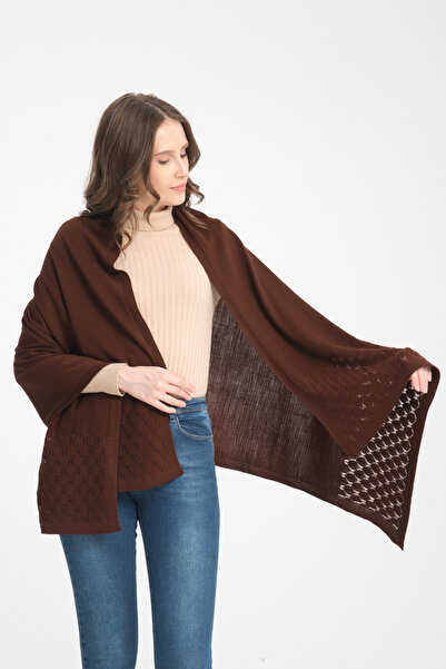 VEGA MODA Μονόχρωμο σάλι ώμου με διάτρητο σχέδιο - Άνετο, πλεκτό γυναικείο σάλι