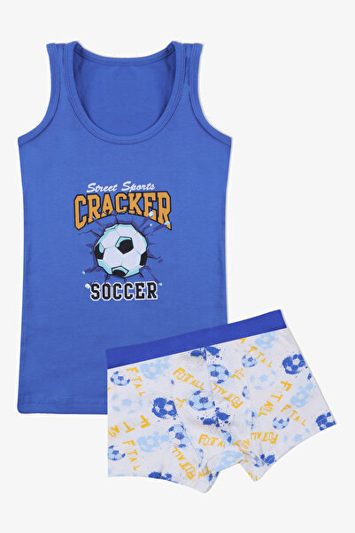 koza iç giyim Boy's Football Patterned Athlete Boxer Suit