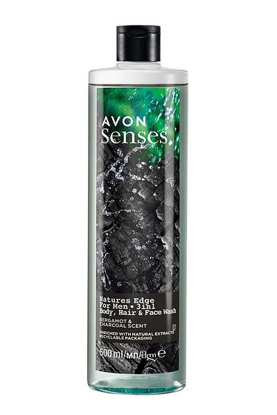 AVON Senses Natures Edge Hair Body and Face Wash for Men 500 Ml.
