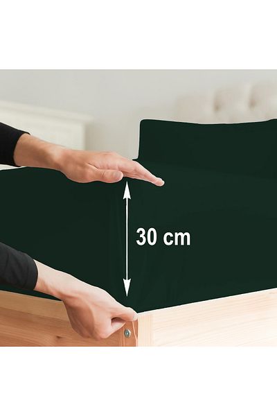 turkanlarhome Dark Green Colored 100% Cotton Combed Fabric Fitted Elastic Sheet Single-Double
