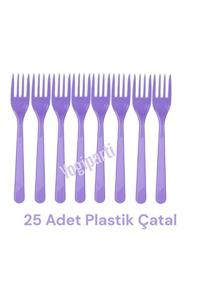 Yogi parti Plastik Çatal 25'li Mor Çatal