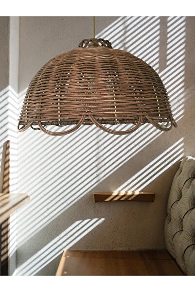 Belkıs Rattan Rattan, Bambu, Hasır Sarkıt Avize Çap: 35 Cm Yükseklik: 22 Cm