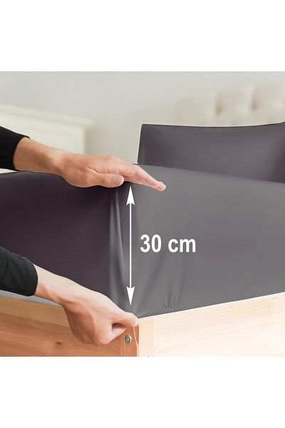 turkanlarhome Anthracite Colored 100% Cotton Combed Fabric Fitted Elastic Sheet Single-Double