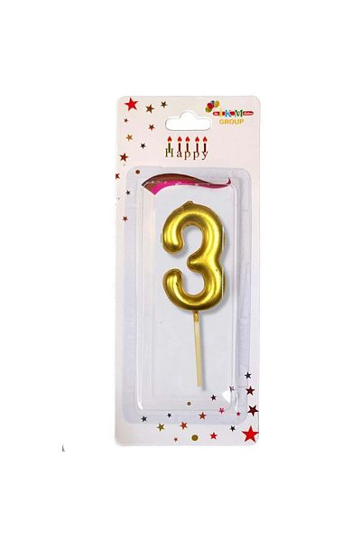 Öz-bal Medium Size Gold Colored Number Candle - 12 cm Party and Birthday