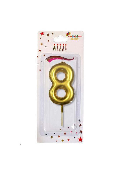 Öz-bal Medium Size Gold Colored Number Candle - 12 cm Party and Birthday