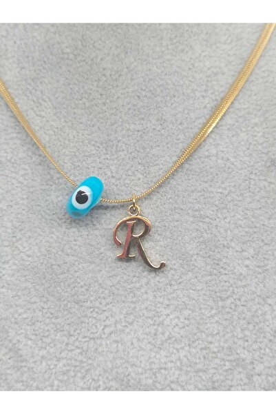ZD JEWELRY Çelik Nazar Harf Kolye Altın Renkli Kararmaz İtalyan Zincir Kadın ...