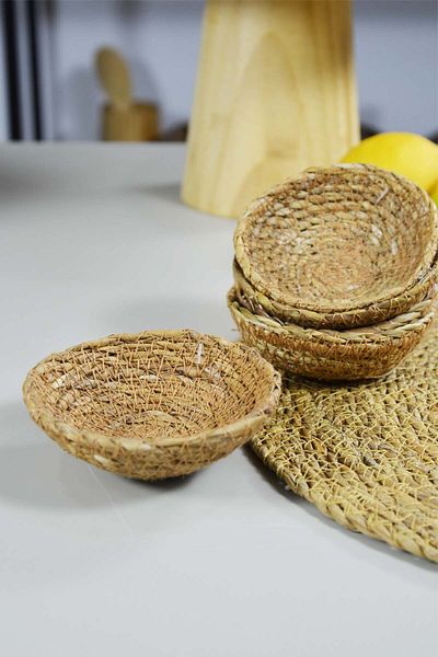 SepetçiBaba Wicker Round Basket 6 Pieces Mini
