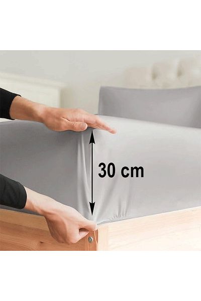 turkanlarhome Gray Colored 100% Cotton Combed Fabric Fitted Elastic Sheet Single-Double