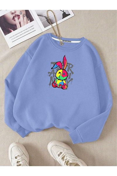 BENROMA Hanorac pentru copii cu caracter iepure - unisex, cu gât crew
