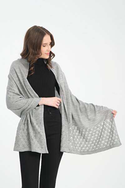 VEGA MODA Openwork Patterned Single Color Shoulder Shawl - Comfortable Edge, Knitwear Women's Shawl