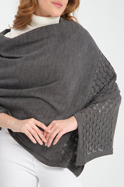 VEGA MODA Openwork Patterned Single Color Shoulder Shawl - Comfortable Edge, Knitwear Women's Shawl