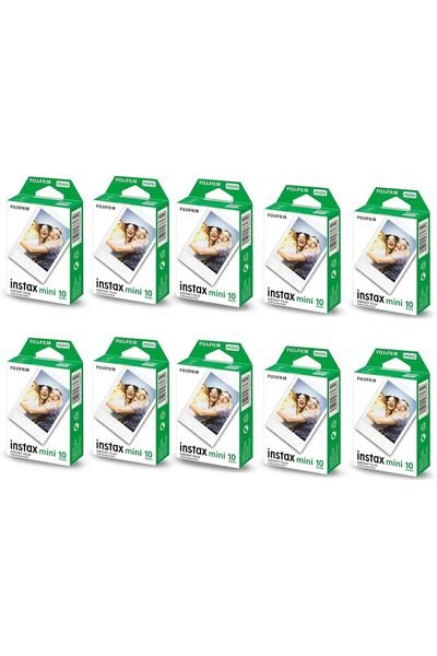 Fujifilm حزمة الحفلات، إنستاكس فيلم ميني، حزمة من 10 عبوات، 100 فيلم لقطة، حدود بيضاء