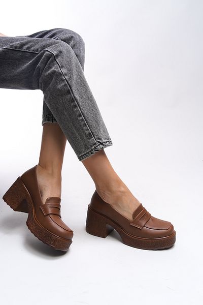 Riccon Quphrele Damen-Loafer – 00121520   Strukturierte Tan-Haut