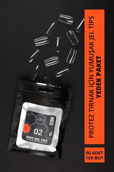 MOMO professional Soft Gel Tips, Küt No:02, Tek Boy 50’li Yedek Paket