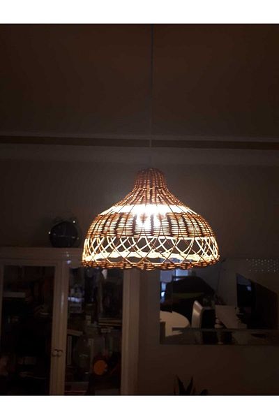 Belkıs Rattan Rattan, Bamboo, Wicker Pendant Lamp Chandelier 40 Cm
