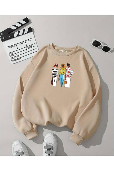 BENROMA Παιδικό φούτερ Three Girls Printed Unisex - Crew Neck