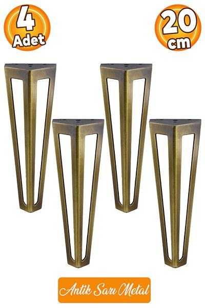 Badem10 Ovit Metal Antique Galben 20cm Mobilier Fotoliu Canapea Consolă Tv Unități Riser Picior Picioare 4 Buc