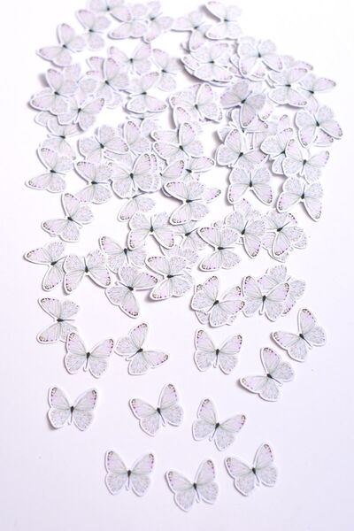 sticker Butterflies 100'lü Mini Sticker/ Yapışkanlı Beyaz Kelebek/ Scrapbook,...