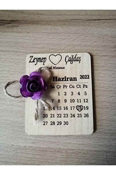 WoodBdesigN Nikah Şekeri Düğün Söz Nişan Magneti Ahşap Mıknatıslı Takvim 20adet