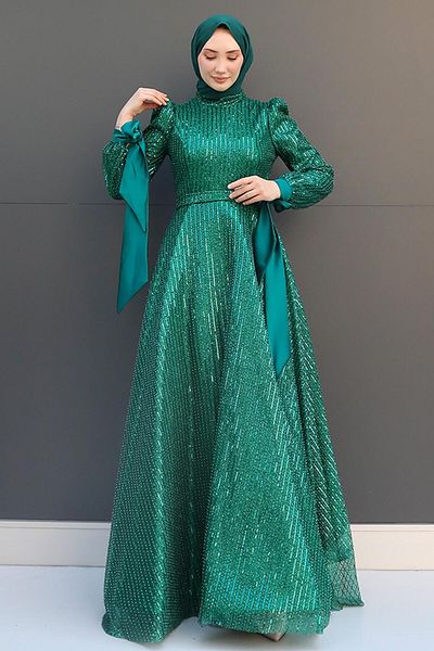 GİZ AGİYİM Βραδινό φόρεμα Emerald Desire Hijab
