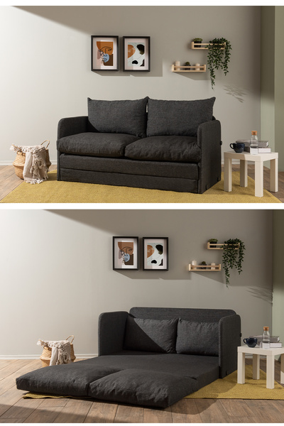 Pafu Saga XL İkili Katlanır Yataklı Koltuk Keten Koyu Gri