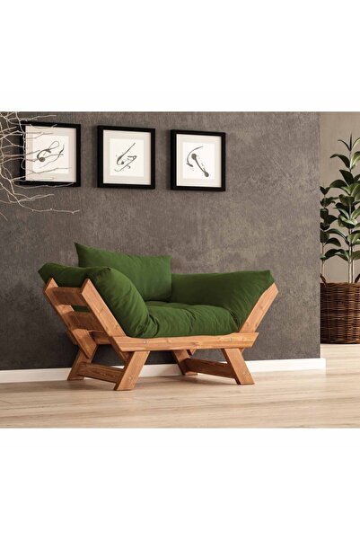 Woodesk Adalar Masif Tik-yeşil Renk Berjer Cpt8160-140