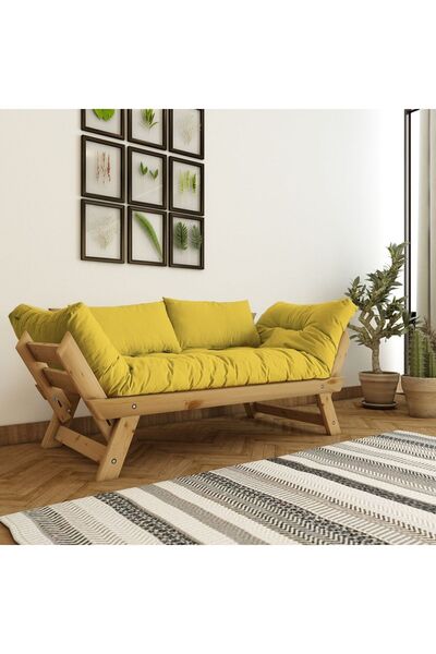 Woodesk Adalar Masif Natural-sarı Renk 2li Kanepe Cpt8169-210