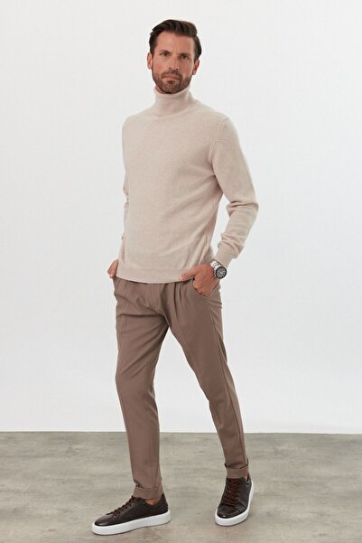 Livio Ferri Ανδρικό Πλεκτό Πουλόβερ - Μάλλινο, Ολόκληρο ζιβάγκο, Ψηλό λαιμό