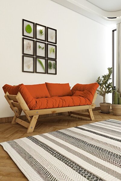 Woodesk Adalar Masif Natural-turuncu Renk 2li Kanepe Cpt8171-210