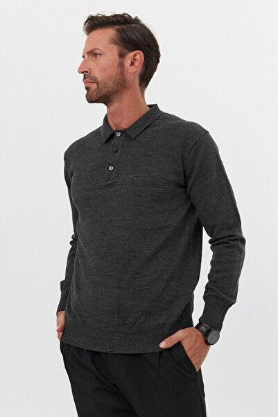 Livio Ferri Men's Polo Collar Pocket Knitwear Sweater - Standard Fit Shirt