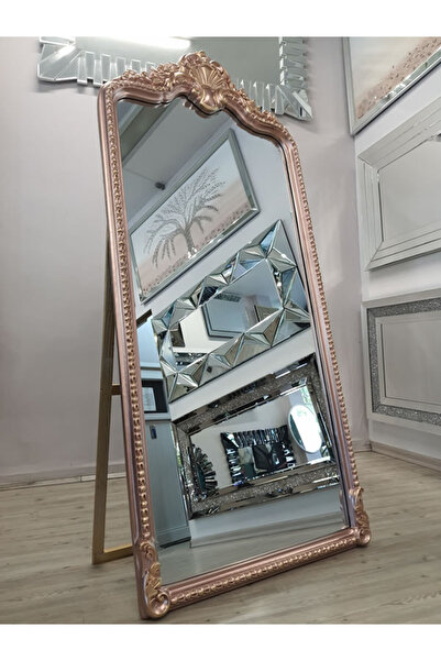 AYNA DENİZİ Princess Copper Gold Model Rose Gold Altın Renk Dekoratif Ayaklı Boy Aynası