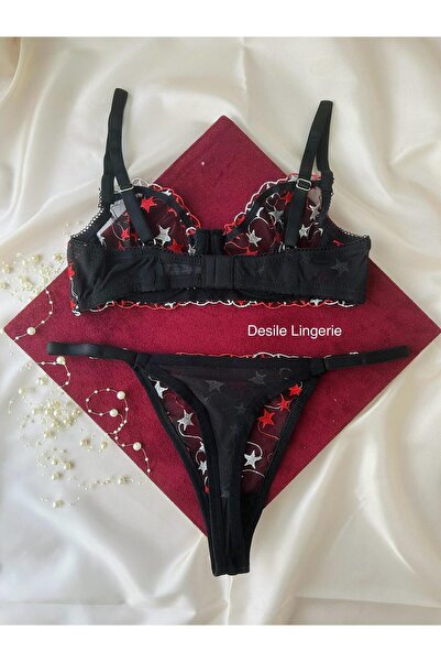 ARONA Red-White Star Balened Bra Set
