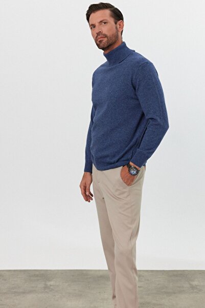 Livio Ferri Чоловічий трикотажний светр - вовняний, з повним коміром-стійкою, з коміром