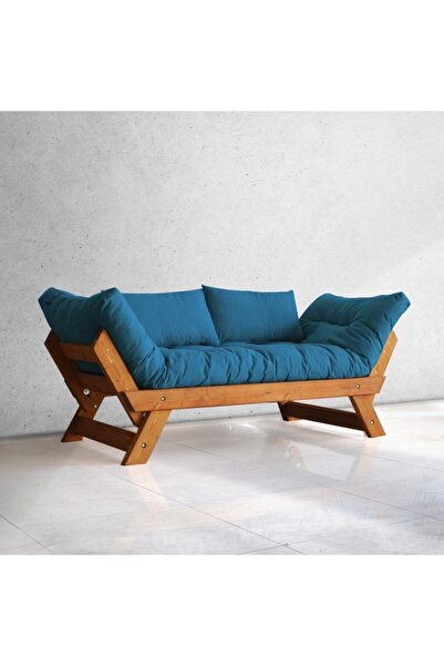 Woodesk Adalar Masif Tik-mavi Renk 2li Kanepe