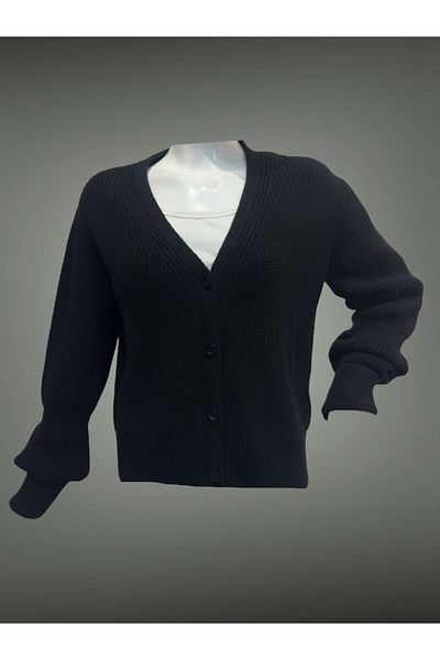 Bracha Thick V-Neck Basic Knitwear Cardigan - Women's Comfortable Buttoned Patterned