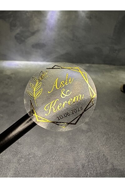 Matbaagraf Gold Etiket Sticker Kişiye Özel Kına Nişan Söz Nikah Düğün Etiketi...