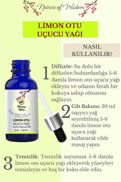 Hikona Heka Lemongrass Essential Oil (Lemongrass Essential Oil) 100% Pure and Natural 10 ml