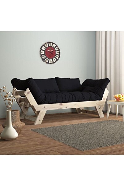 Woodesk Adalar Modern Masif Ahşap Natural-siyah Renk Kanepe