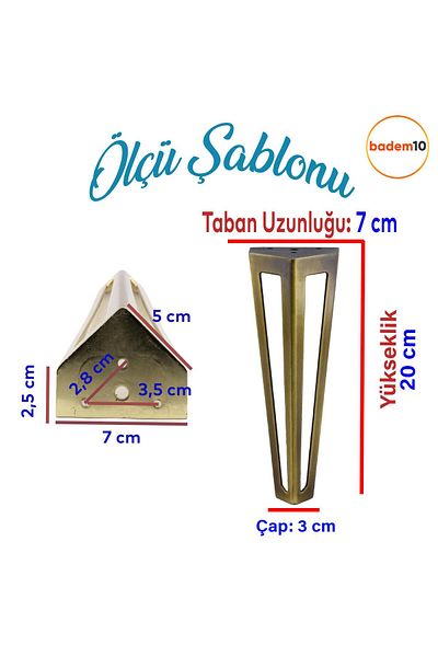 Badem10 Ovit Metal Antique Galben 20cm Mobilier Fotoliu Canapea Consolă Tv Unități Riser Picior Picioare 4 Buc