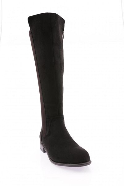 DGN Kniehohe flache Stiefel aus schwarzem Wildleder – seitlicher Reißverschluss 6122668