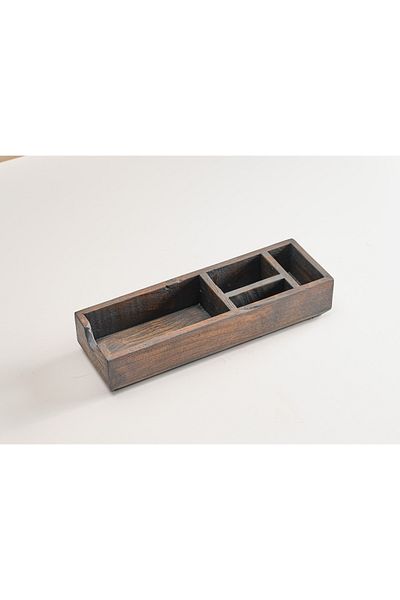 Davi Ahşap 4 Compartment Wooden Menage and Desktop Organizer
