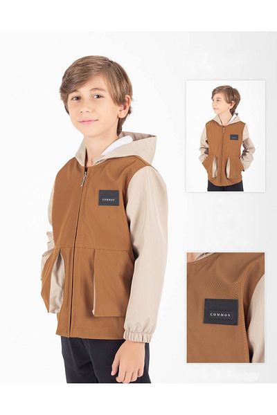 Pafim 4-8 Years Old Seasonal Boy's Raincoat with Front Pocket and Hood