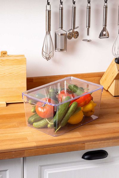 FH finehome 6 Lt Transparent Broby Fridge Organizer with Lid - Large Size