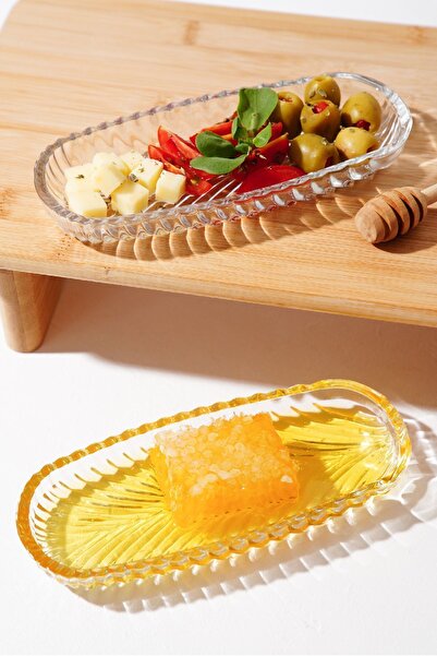 Vienev Set of 2 Small Glass Boat Plates