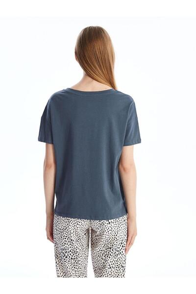 LC Waikiki Crew Neck Printed Short Sleeve Women's Pajamas Top