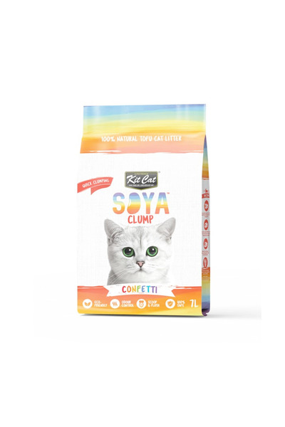 Kit Cat قمامة قطط من فول الصويا - كونفيتي، 7 لتر