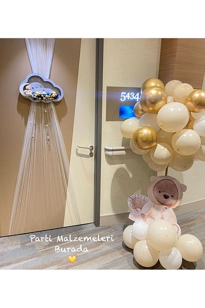 Partimalzemeleriburada Girl Boy Cream Gold Hospital Room Decoration Balloon Set of 20